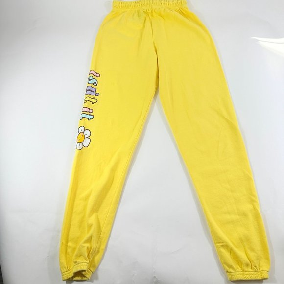 Dolls Kill BSR By Samii Ryan Women's Yellow Sweatpants Jogger Isn't it lovely Sz - Picture 10 of 11